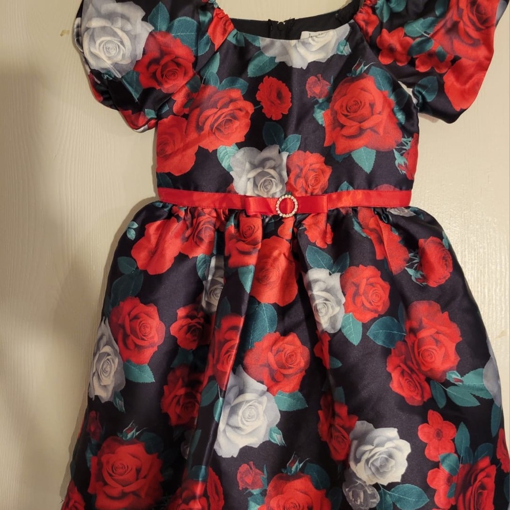 Speechless Kids Dress with Red and White Floral Pattern